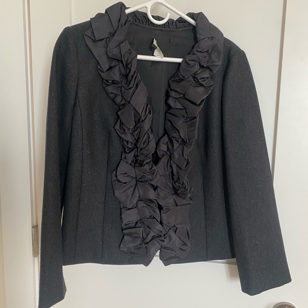 J. Crew Black Ruffle Blazer
